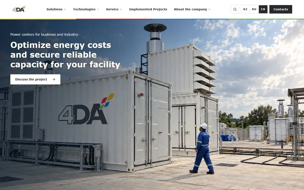 4DA Energy Solutions website: an engineering offer organised into clear sections