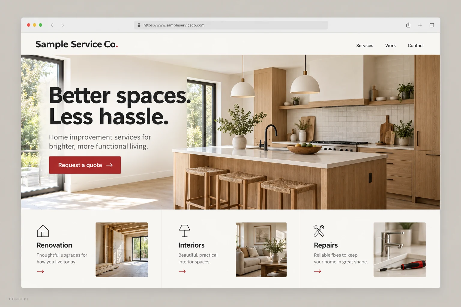 Illustrative service website concept