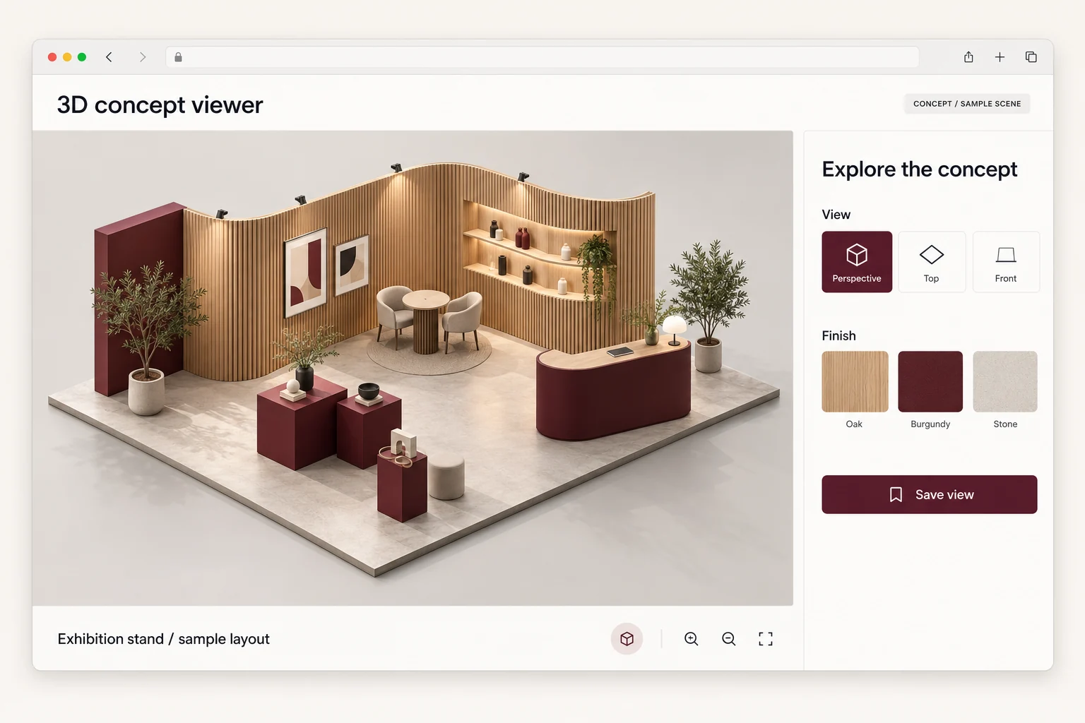 Illustrative 3D stand presentation